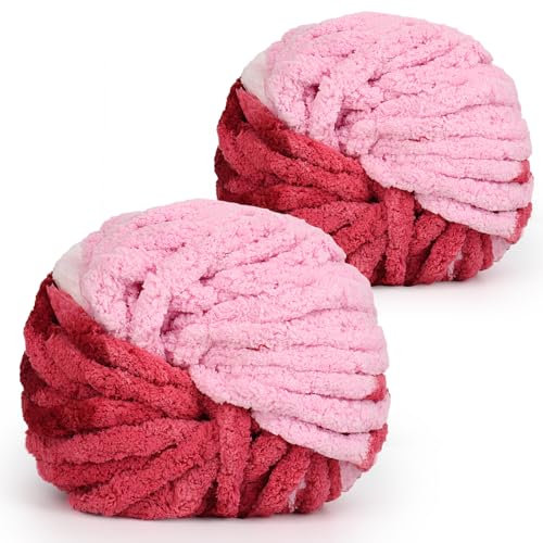 Coopay Dicke Wolle zum Häkeln, 2x240g Weiches Armstricken Wolle zum Handstricken, Soft Chunky Wolle zum Stricken, Sperrige Armstricken Wolle, xxl Wolle für Decken, Kissen, Haustier Nest - Regenbogen