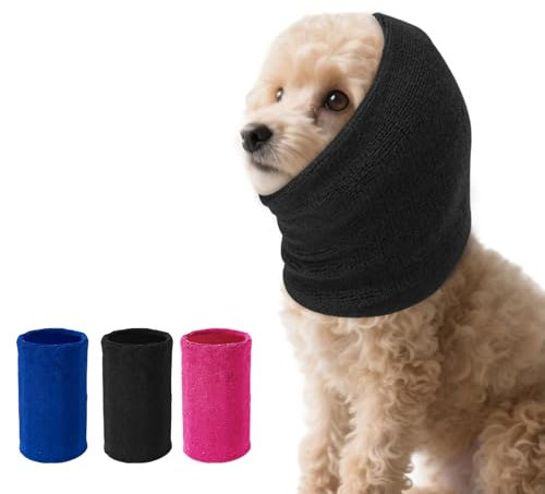 Ohrenschützer für Hunde Lärmschutz，Anti-lärm Ohrenschutz Hund, Pet Earflap Head Wrap,Haustier Schallschutzhaube (schwarz, S)