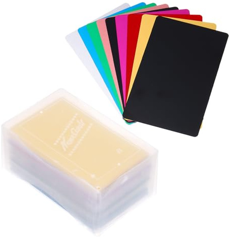 PATIKIL 180 Stück Blanko-Visitenkarten aus Aluminium, 86x54x0,21mm(Stärke) Hochwertige Metall Visitenkarten für Laserdruck(Gold/Lila/Silber/Grün/Schwarz/Roségold/Blau/Rot/Matt Schwarz)
