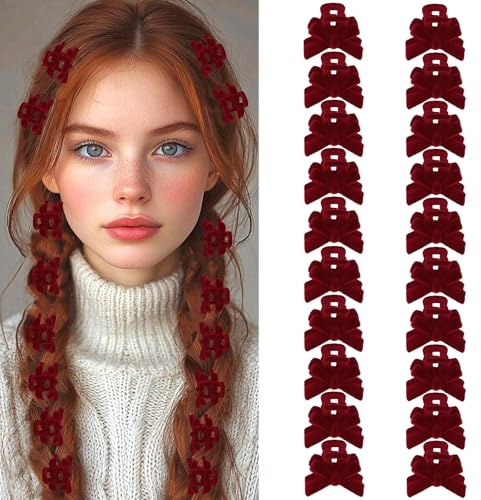 NiceYnn 20Pcs Pinces à Cheveux Flocag Mini Clip à Griffe Bordeaux Griffe | Barette Accessoire de Coiffure Antidérapant pour Mariage anniversaire