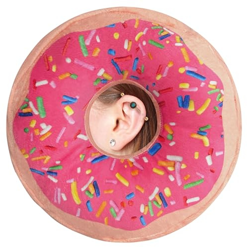 BVOKQUC Ohr-Piercing-Kissen für Seitenschläfer mit waschbarem Bezug, Kissen mit Löchern für Ohrenschmerzen, Donut-Kissen für Erwachsene, CNH-Ohrenschmerzlinderung, Druckwunden, Ohrkissen mit Loch in