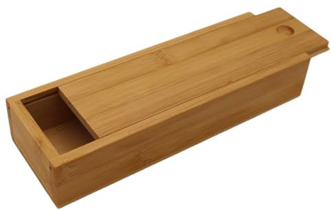 FontFable Stiftebox mit Schiebe-Deckel Holzbox, Buchenholz Einfache Bambus-Box mit Schiebedeckel, hellgelbe Holz-Schmuck-Geschenk-Box, 24x8x4,5cm