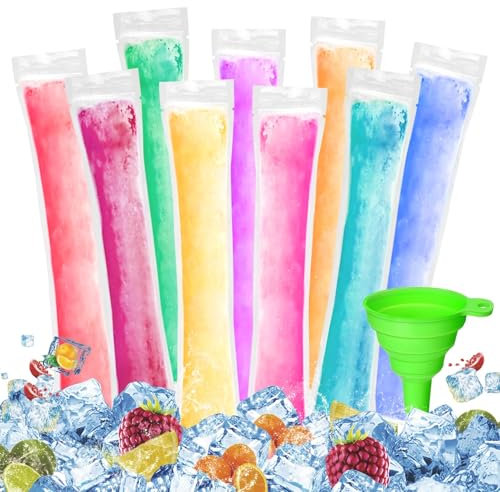 200 Sacs Popsicle Jetables, Pochettes Glace à l’eau avec Entonnoir, Moules Glace DIY pour Yaourt, Jus, Bonbons, Crème Glacée, Sans BPA