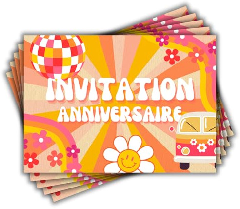 Magik Moments Kit Création Invitation Anniversaire Enfant à Gratter | Thème Hippie | 10 Cartes avec Stickers, Enveloppes et Autocollants dorés | Idée Originale Fête Anniversaire