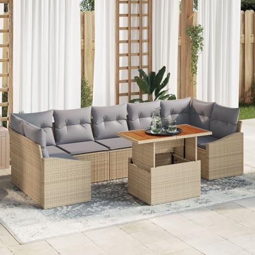 vidaXL Gartensofa-Set 8 STK. Beige und Grau