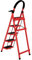 Escabeau en Acier De 5 Marches Tabouret Marche Pied Pliant Echelle avec Pieds Anti Dérapant Max 180Kg-152 x 87 x 39 cm - 5 marches (Rouge)