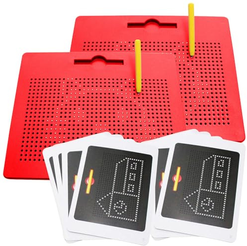 Playtastic Kindertafel Magnet: 2er-Set magnetische Reise-Zeichentafeln, Stift & Vorlagen, rot (Magnetische Zeichentafel, Tafel, Malen)