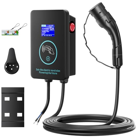 Acemora EV Chargeur Type 2 Wallbox,7kw ev Chargeur Monophasé Type 2, Portable 8-32A wallbox, 0-8h Programmation Intelligente,IEC 62196-2, pour Les Voitures EV et Hybrides Rechargeables (5m)