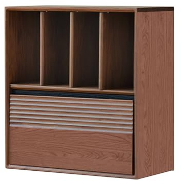 Solid Wood Storage Cabinet, Modular Unit with Adjustable Compartments and Drawer, Free Combination Cabinet, Living Room Sideboard TV Stand, Bedroom Bedside Table, Entryway Console,Oak-Walnut Finish