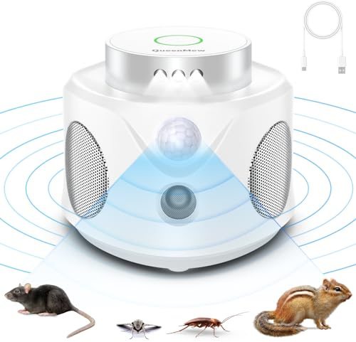 Ultraschall Mäuseabwehr Mäuseschreck, Rattenabwehr Ultraschall Gegen Mäuse Vertreiben Mäusevertreiber, 4 Modi & Stroboskoplicht Ultraschall Schädlingsbekämpfer Gegen Ratten Rattenschreck im Garten