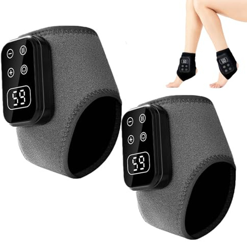3 in 1 Foot Massager, Rechargeable Ankle and Heel Massager, Heated Feet Pad with 3 Massage Modes & 5 Heat Levels, Portable Cordless Therapy Foot Massagers for Pain and Circulation (B-Grey, 2pcs)