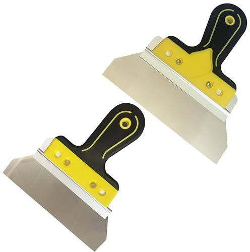 2 pcs 6in and 8in Flexible plastering scrapers, Ergonomic Soft Handle, Stainless Steel Blade, Suitable for Walls, Ceilings, Drywall, plasterboard, Smooth finishes, DIY Renovation, Wallpaper Removal