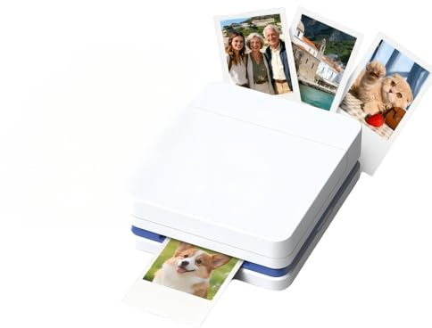 CHIVALZ PP01 Portable Mini Photo Printer - Wireless Inkjet Printer with Self-Adhesive Paper, 4800x1200 DPI, DIY Editing App, Compact for Travel Gift Scrapbooking +15 Sheets of White Photo Paper