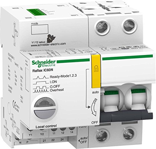 Schneider A9C62216 Reflex iC60N 2P 16A C Integrated Control Circuit Breaker, White