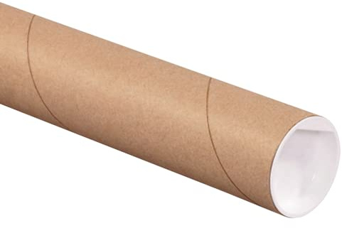 AVIDITI Cardboard Tubes with Caps, 20L x 2.5W x 2.5H, Pack of 34 | Poster Tube for Mailing and Storage of Blueprints, Artwork, Crafts, Long Art Holder, 20 inches