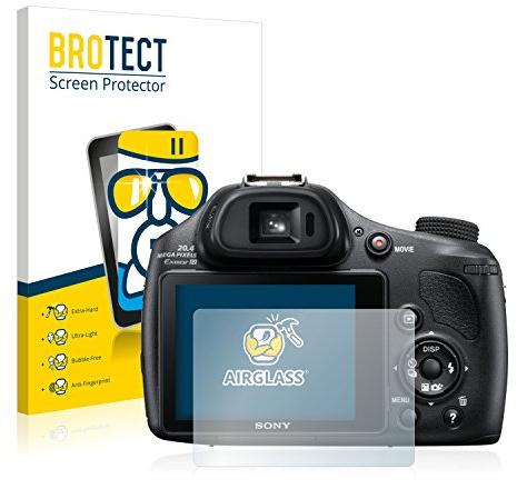 brotect Glass Screen Protector Film compatible with Sony Cyber-Shot DSC-HX400V - Glass-Foil 9H Protection [Scratch Resistant, High Clarity]