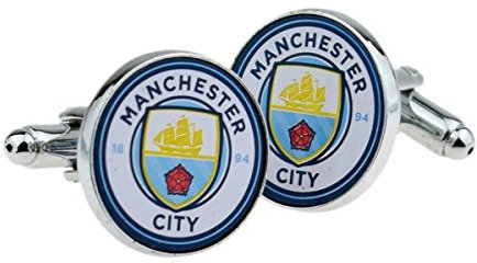 Offizielle Manschettenknöpfe Manchester City FC in einer Box für Manschettenknöpfe, verchromt – X100MCFC