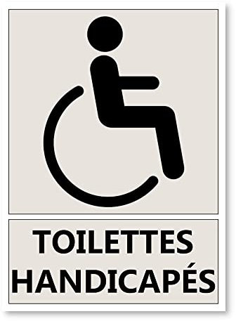 Signalétique Toilettes Handicapés - Plastique rigide PVC - Kit de fixation inclus - Protection Anti-UV - Fabriqué en France