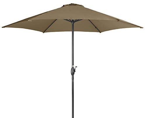 Doppler derby Basic Lift NEO 300 cm - Großer, runder Sonnenschirm für den Garten - Mit Kurbel - Regenabweisend - ca. 300 cm - Greige