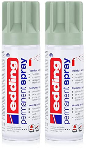 edding Permanent Spray Premium-Acryllack mellow mint 200ml – seidenmatt – Sprühlack deckt sofort, trocknet extrem schnell und hält dauerhaft innen & außen, für Glas, Metall, Holz uvm. (2er Pack)