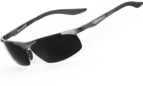 SIPLION Herren Sport Polarisierte Treiber Glasses Sonnenbrillen Al-Mg Metallrahme Ultra leicht 8729 Gray UV400 CAT 3 CE