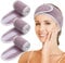 KinHwa Kosmetik Stirnband Frottee,Kosmetik Mikrofaser Haarband, Haarschutzband mit Klettverschluss für kosmetische Behandlungen, Haarschutz bei Schminken, Sport, Yoga, waschbar (3 pack, purple)
