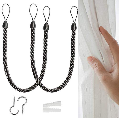 Gardinen Raffhalter, Curtain Rope Buckle, Geflochtene Vorhang Raffhalter, Raffhalter für Durchsichtige und Verdunkelnde Vorhänge, Baumwollseil, 1 Paar