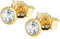 NKlaus Paar Ohrstecker 3,5mm Gelbgold 585 14 Karat Gold Ohrringe Kristall Zirkonia Weiß 1766