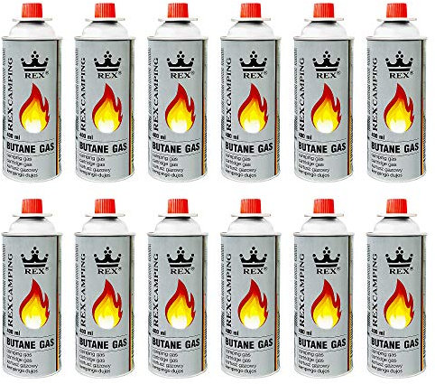 Mianova Gaskartuschen 227g Butan Gas | Bunsenbrenner Campingkocher Kocher Gaskocher Camping Gasheizung Grill Gasbrenner Lötlampe Set 12 Gasflaschen