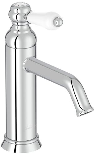 Jacob Delafon - Mitigeur lavabo Louise - Design Rétro, poignée céramique - Économie d’eau - Installation facile - 17x23,20x5,5 cm - Finition Chrome - E24360-CP
