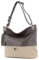 modamoda de - T143 - ital. Leder Schultertasche Umhängetasche, Farbe:Dark Chocolate/Taupe