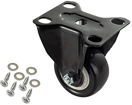 LOVEM 4 Roulette Fixe Noir,38mm Roulettes Meubles,Polyuréthane, Tôle D'acier Galvanisée, Double Roulement à Billes,Roues Lourde Charge 100KG par Roulette, Hauteur: 60mm (38mm,4 roulette fixe)