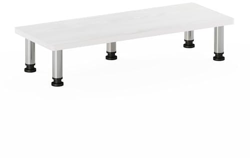 Furinno Turn-N-Tube Soporte para Monitores, Madera de ingeniería, Roble Blanco/Acero Inoxidable, 49.8(W) x 11.7(H) x 26.9(D) cm