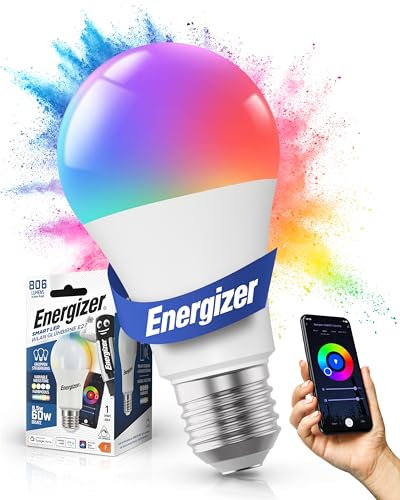 Energizer Smart LED, WLAN Glühbirne, E27, 9W, per App steuerbar, SmartHome, kompatibel mit Alexa, Google Home und Siri, kein Hub benötigt, mehrfarbig & dimmbar, 1 Stück