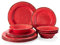 LEHAHA Farmhouse Plates and bowls set, 12 Piece Christmas Melamine Dinnerware Sets for 4,Lightweight and Unbreakable Dishes Set,Perfect for Indoor and Outdoor and Picnic use. Red