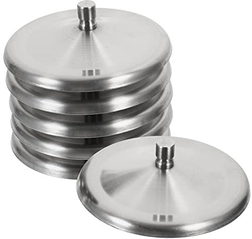 Cabilock 6 Stücke Edelstahl Tassendeckel Glasabdeckung Becher Metalldeckel Staubdichte Becherdeckel Tassendeckel Ersatzdeckel für Gläser Tassen Keramikbecher Trinkgläser Bierkrug 9.5X9.5CM