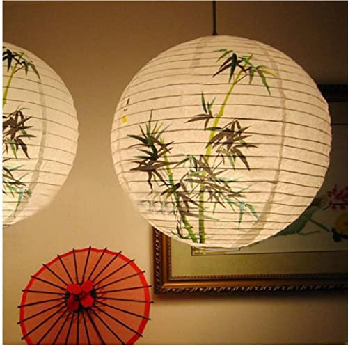 2pcs 35 Cm De Papier Lampadaire Lanterne Chinoise Bamboo Motif De Style Lampadaire Décoration Lumineuse De Style Oriental