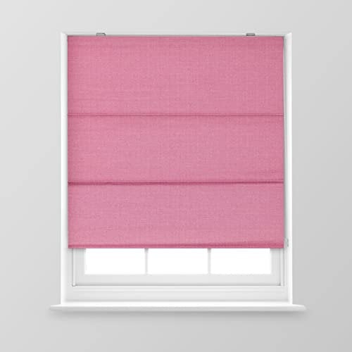 A.Unique Home Textured Weave Dimout Roman Window Blind in a Variety of Colours and Sizes Ideal for any Room. (Pink, 150cm x 170cm (59 x 66.9) (5FT))