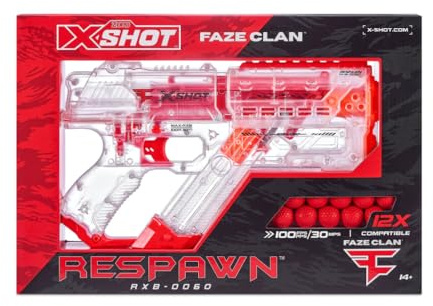 X-Shot-Chaos-Respawn Faze - Transparenter Kugel-Blaster mit 12 Kugeln