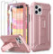 ORETech Designed for iPhone 11 Pro Max Case, and [2 x Tempered Glass Screen Protectors] [Built-in Kickstand] Shockproof Full Body Protective Silicone TPU Bumper Case Cover iPhone 11 Promax - Rose Gold