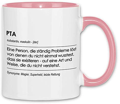 wowshirt Tasse Geschenk für PTA Definition Geburtstag Weihnachten, Farbe:White - Pink