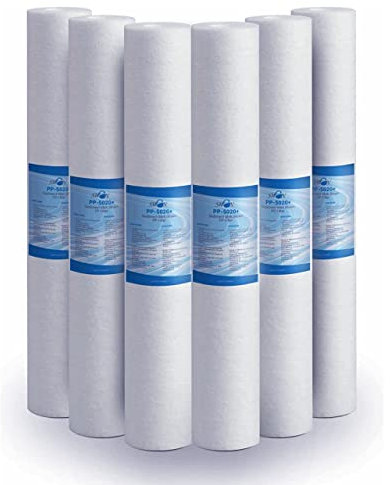 Filtro de sedimentos de 20 pulgadas, 50 micras, ultrafiltración, cisan, elimina arena, barro, partículas de óxido e impurezas suspendidas hasta 50 micras, de polipropileno, 6 unidades