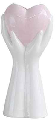 Heart Ceramic Vase for Flowers, Hand Holding Heart Shaped Vase, Flower Vases for Decor Living Room Home Office Wedding (Pink)