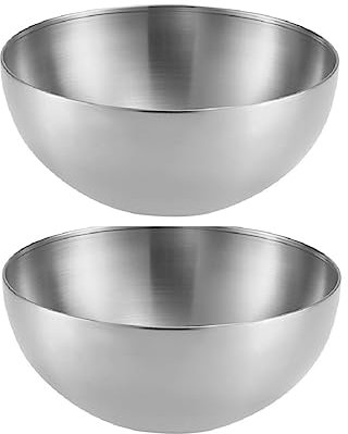 KKPW 2 Pack 3L Large Stainless Steel Serving Bowls for Fruit, Ramen, Salad, Pasta, Soup, Set of 2, Dishwasher Safe, Silver,3L