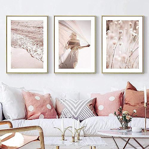 Rose Fleur Affiche Paysage Toile Tableau Art Peintures Decoration Murale pour Salon Chambre Tableau Decoration, sans Cadre (3X40X60CM)