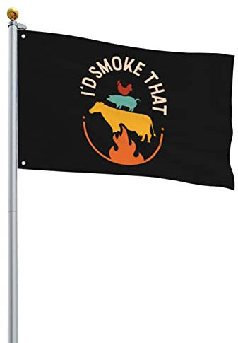 90X150cm Garten Banner Id Smoke That Pig Lustiges Bbq Flagge Premium Garten Flagge Personalisierte Hanging Flag Für Hof Drinnen Dekoration