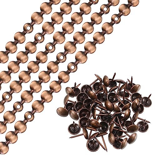 QUARKZMAN 5pcs Rembourrage Clous Bandes, 1Mètre Brillant Décoratif Clou Garnitures pour Canapé Tête Lit Chaise Meuble avec Rembourrage Clous (11mm Cuivre)