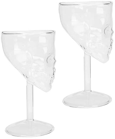 Luxshiny 2 Pièces Verre à Vin Tête De Mort Verres à Bourbon Verres à Eau à Pied Gobelet à Vin Dhalloween Verre à Whisky Tête De Mort Moule Metal Tasse à Saké Un Verre Délicat Tasse à Boire
