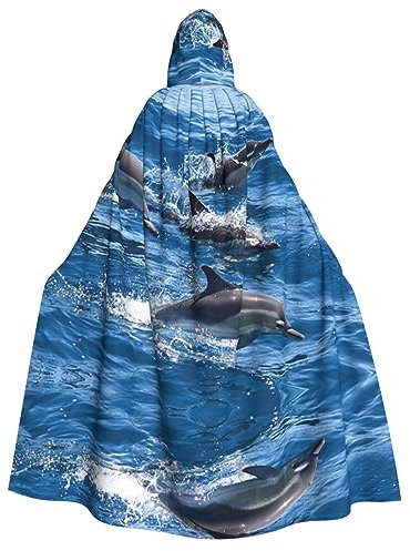 Delfine im Meer, Unisex, mit Kapuze, Halloween-Umhang, Cosplay, Halloween, Weihnachten, Faschingskostüme für Erwachsene