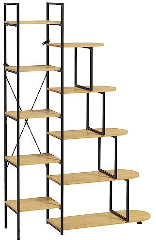 HOMCOM Bücherregal, Standregal mit 10 Ebenen, Aufbewahrungsregal, Küchenregal, Lagerregal im Industriedesign für Wohnzimmer, Arbeitszimmer, Stahl, Natur